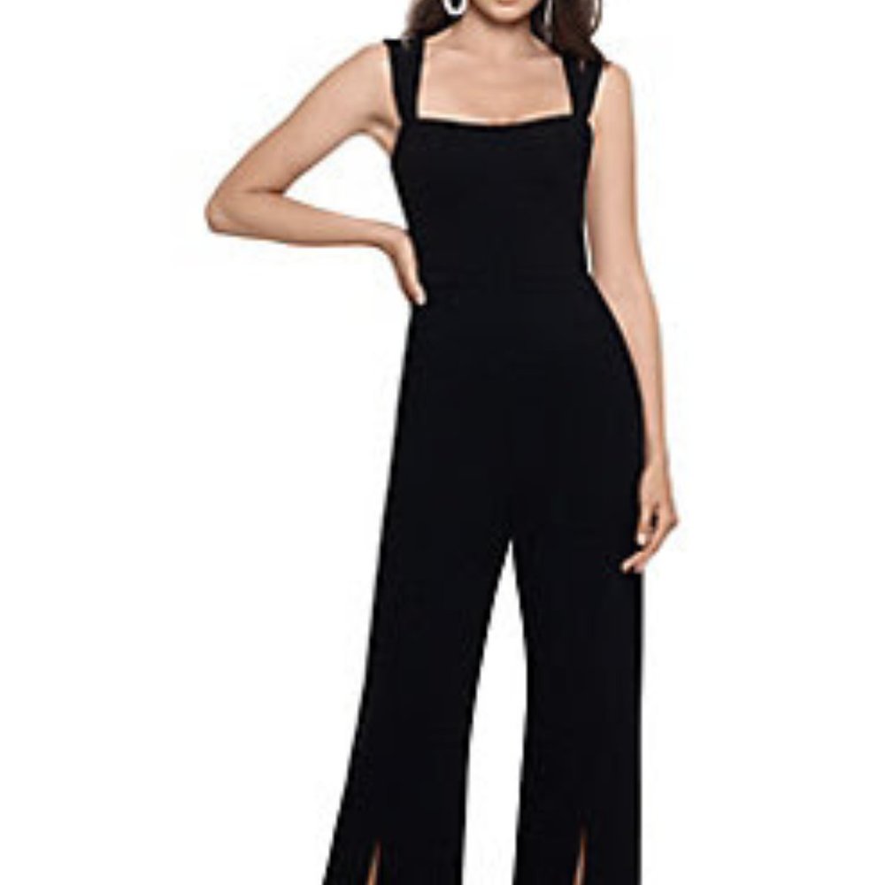 Xscape  Squareneck Wide-Leg Jumpsuit Color: BLACK Size: 10